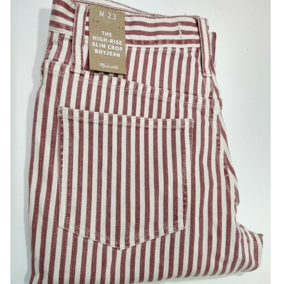 Madewell | Women's The High-Rise Slim Denim Boyjeans in Luca Stripe | Wo… - Picture 5 of 5